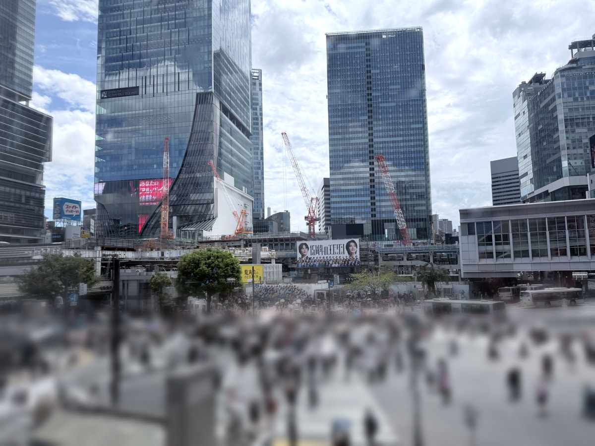 窓の上から見た渋谷スクランブル交差点